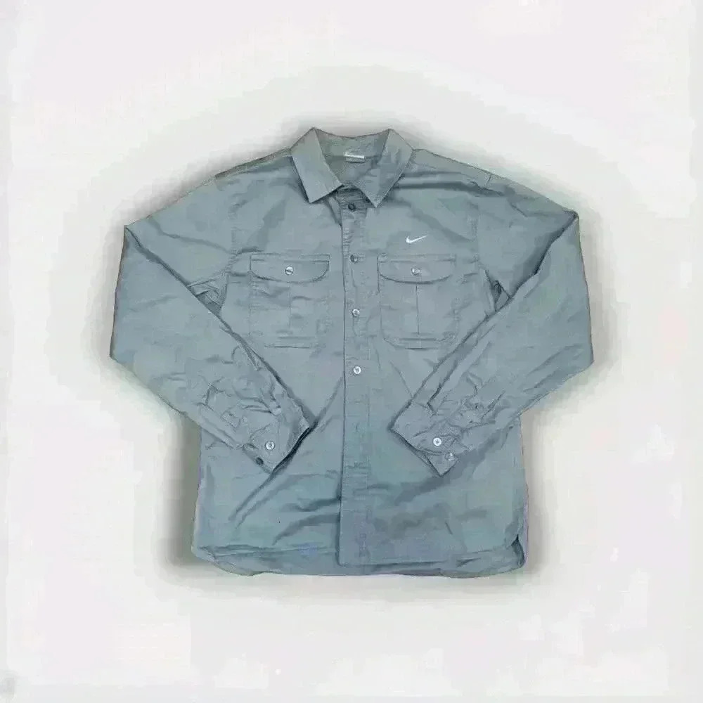 Nike SB Long Sleeved Double-Breasted Collared Skateboarding Shirt Men Size Small